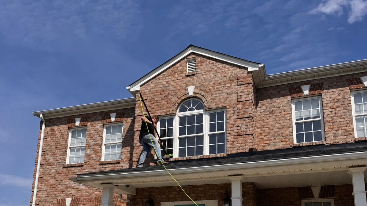 Two-story brick Virginia home with freshly cleaned windows by ViewPoint LLC